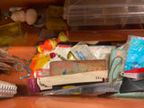 Loaded Fishing Tackle Box Lures Sinkers bobs Line Lot Plano 727 fold out drawers