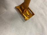 Vtg Gillette Tech Ball End safety Shaving razor 3pc 30's Brass handle USA Barber