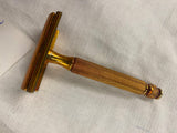 Vtg Gillette Tech Ball End safety Shaving razor 3pc 30's Brass handle USA Barber