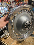 Rear Solid Disc Wheel Harley Softail Sportster Dyna 2000^ 3x16 3/4 Chrome OEM