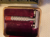 Vtg Gillette Super Safety Razor Aristocrat Red Tip Barber Orig Case Box 50's TTO