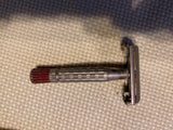 Vtg Gillette Super Safety Razor Aristocrat Red Tip Barber Orig Case Box 50's TTO