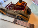Vtg 70s Car Rolls Royce Gin Scotch Decanter Shot Glasses Music Box "How Dry I Am