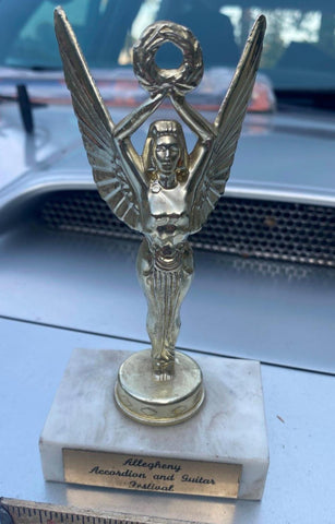 Vtg 1970's Accordian Guitar Trophy Angel Collectible Award Acoustic Electric!