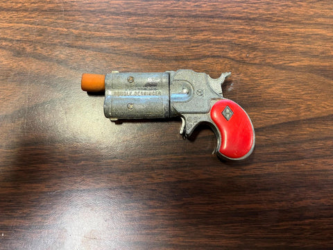 Vintage 1950s Hubley Double Derringer Cap Shooting Toy Diecast Red