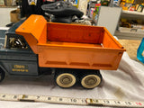 Vtg Structo 60s Pressed Steel Hydraulic Dump Truck Green Tin Toy Works Shiny!
