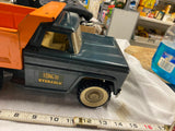 Vtg Structo 60s Pressed Steel Hydraulic Dump Truck Green Tin Toy Works Shiny!