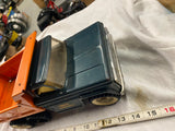 Vtg Structo 60s Pressed Steel Hydraulic Dump Truck Green Tin Toy Works Shiny!