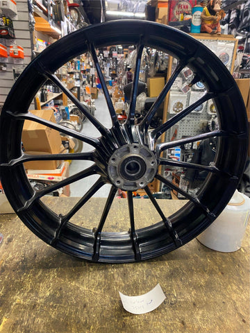 HARLEY OEM TOURING 19x3.5  FRONT BLACK TURBINE TALON SPOKE MAG WHEEL FLH GLIDE