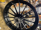 HARLEY OEM TOURING 19x3.5  FRONT BLACK TURBINE TALON SPOKE MAG WHEEL FLH GLIDE