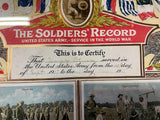 Antique Original WW1 Military The Soldier's Record Discharge Paper Framed