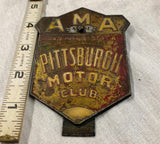 Teens Pittsburgh Motor Club AMA American Motor Asso License plate Topper Enamel!