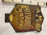 Teens Pittsburgh Motor Club AMA American Motor Asso License plate Topper Enamel!