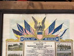 Antique Original WW1 Military Roll Of Honor Headquarters Company 323rd F.A.