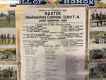 Antique Original WW1 Military Roll Of Honor Headquarters Company 323rd F.A.