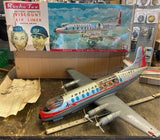 Rare Vtg Rosko Toy American Airlines Tin Toy Airplane Box Viscount Battery Japan