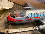 Rare Vtg Rosko Toy American Airlines Tin Toy Airplane Box Viscount Battery Japan