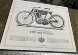Vtg 1903 Harley Single Print Factory 20x16 Motorcycle Poster Picture !st Bike!