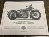 Vtg 1928 JDH Harley Print Factory 20x16 Motorcycle Poster Picture Racer Twin Cam