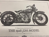 Vtg 1928 JDH Harley Print Factory 20x16 Motorcycle Poster Picture Racer Twin Cam