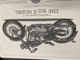 Vtg 1953 K model Sportster Harley Print Factory 20x16 Motorcycle Poster Picture