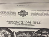 Vtg 1953 K model Sportster Harley Print Factory 20x16 Motorcycle Poster Picture