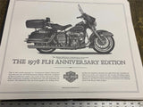 Vtg 1978 FLH Shovelhead Ann Harley Print Factory 20x16 Motorcycle Poster Picture