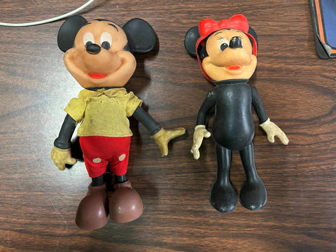 Vintage 1960s Lot Of 2 Walt Disney Mickey & Minnie Mouse 8" Figures