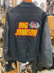 XXL Big Johnson Jacket Black Varsity Advertising Racing Leather Sleeves Bomber
