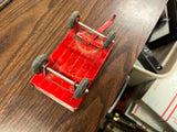 Vintage Made In USA ERTL 4.5" Red Pressed Steel Farm Tractor Trailer Wagon