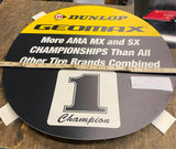 Vtg Dunlop Tires Sign Advertising Geomax MX Ama Dirt Bike Moto cross Racing 20"