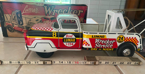 Lumar Marx Tin Toy Truck Pressed Steel 50's Wrecker Tow Truck 16 Orig Box Minty!