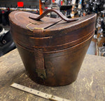 Antique English Gentleman Leather Top Hat Box Lock & Key 1800's Victorian Brown!