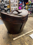 Antique English Gentleman Leather Top Hat Box Lock & Key 1800's Victorian Brown!