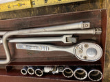Vtg Firestone Tires Socket Set Tools Box Logo Mechanic Auto Truck Gas OIl collec