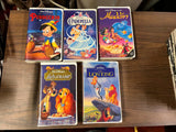 Vintage Lot of 5 Walt Disney VHS Movies Aladdin Classics Lady and The Tramp