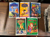 Vintage Lot of 5 Walt Disney VHS Movies Classics Bambi Toy Story Lion King