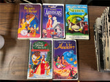 Vintage Lot of 5 Walt Disney VHS Movies Classics Shrek Aristocats Aladdin