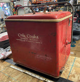 Vtg 1950s Cola Cooler Red Metal Mid-Century Modern Soda Advertising Collectible!