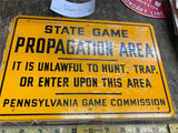Vtg PA Game Commission Fiberglass sign Propaganda Land Posted closed 1960's NOS