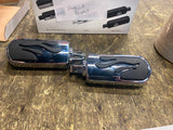 New HARLEY Flame Cut Footpegs Chrome Rubber OEM Softail Dyna Sportster FXR Chopp