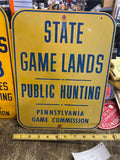 Vtg PA Game Commission sign State Game Lands Hunting Public Alum Pennsylvani NOS