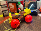 Vintage Fisher Price Jolly Jalopy Circus Clown Pull Toy 1965 Wooden #724