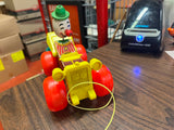 Vintage Fisher Price Jolly Jalopy Circus Clown Pull Toy 1965 Wooden #724