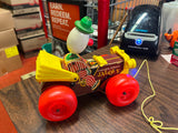 Vintage Fisher Price Jolly Jalopy Circus Clown Pull Toy 1965 Wooden #724