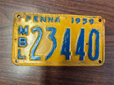 Vtg Original 1950 Pennsylvania Motor Boat License Plate Repainted 23440