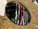 American Flag fire fighter man Derby Clutch Cover Harley Sportster Red line 07^