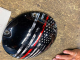 American Flag fire fighter man Derby Clutch Cover Harley Sportster Red line 07^