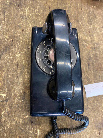 Itt Systems Rotary Telephone Black Vtg Wall Phone