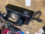 Itt Systems Rotary Telephone Black Vtg Wall Phone